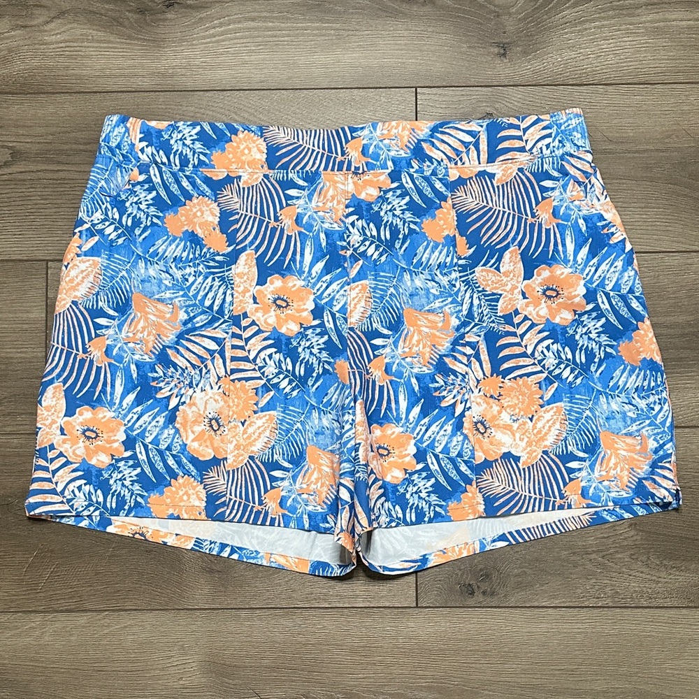 Columbia PFG 5” Floral Tamiami‎ Print Fishing Shorts Blue Orange Size XXL